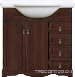 Тумба напольная Клио 80, 870x890x510 мм, цвет орех антикварный, БЕЗ раковины Дрея 85 ZZ