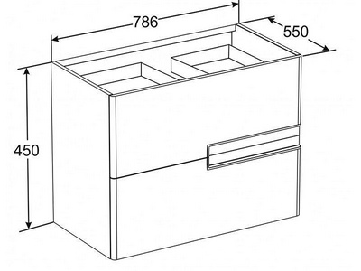Тумба подвесная  Ice Edition 80, 786*450*550 мм, с 2 выдвиж. ящиками, Без раковины (n001376), цвет белый, крепеж в компл. KL Roca Victoria Nord ZRU9302731