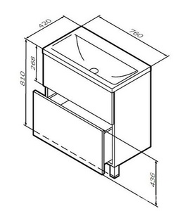 Тумба напольная  75 см, 2 ящика, БЕЗ раковины, цв.белый AMPM Gem M90FSX07522WG32