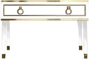 База под раковину (консоль) 115х56хh77см, с 1 выдв. ящиком, на 4-х ножках, без столешницы, под 1 раковину, (цв. Bianco Lucido / золото), Lutetia ZZ