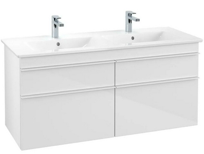 Тумба 125хh590х502мм, д/раковины 1300мм, (4 выдв.отдел., 2 пакета с акс,,крепёж в комп.),(ручки хром, фронт и корпус цв.DH белый глянц),  ZZ Villeroy & Boch Venticello A93001DH