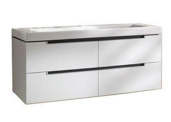 Тумба 1287хh524х449мм, д/одинар.рак.1300мм,(4выдв.отдел.,3контейн.д/акс.,4алюм.штанги,2стекл.перегор., креп.в комп.,(цв. DH Glossy White) Subway 2.0ZZ