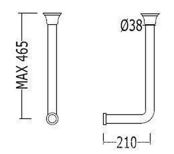 Труба соединительная 21хh48,5см, между «Средним» бачком и чашей унитаза, (цв.хром ), Astoria, Oxford, Etoile, ZZ Devon & Devon Универсал IB1042CP