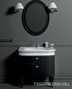 Тумба напольная 795х500хh750мм, под раковину 900мм, два выдвижных ящика, (цв.  глянец),  ZZ Simas Lante LAM90 nero