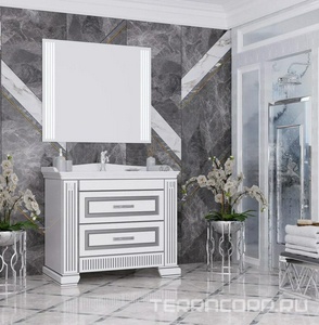 Тумба напольная  100, 1030*855*450 мм, цвет белый/серебро патина, БЕЗ рак. n126396 Кападокия 100 (ст рак.Прима 1000) Opadiris Оникс 00-00003527