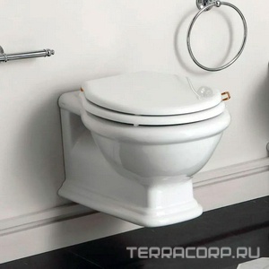 Сиденье для унитаза, с микролифтом, (полиэстер цв. белый, петли цв. бронза),  Simas Lante LA 007 bronzo