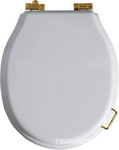 Сиденье для унитаза, с микролифтом, (полиэстер цв. белый, петли цв. бронза),  Simas Lante LA 007 bronzo