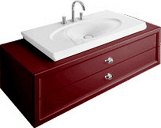 Тумба подвесная 1350хh420х540мм для раковины 6124/6126 G1/G2/G3, 2 выдвижн.ящика, цвет малиновый глянц, ручки хром(крепл.в комп.)La Belle СНЯТ С ПР-ВА