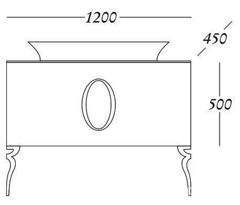 Тумба 120х45см, напольная, под раковину, с 2-мя выдв. ящиками, со стеклянной столешницей, (корпус цв. чёрный, ножки 2шт., ручка цв. хром),  ZZ La Beaute Savoie B120S2
