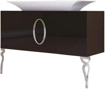 Тумба 120х45см, напольная, под раковину, с 2-мя выдв. ящиками, со стеклянной столешницей, (корпус цв. чёрный, ножки 2шт., ручка цв. хром),  ZZ La Beaute Savoie B120S2