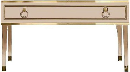 База под раковину (консоль) 137х56хh77см, с 1 выдв. ящиком, на 4-х ножках, без столешницы, под 1 раковину, (цв. Beige Lucido / золото), Lutetia ZZ