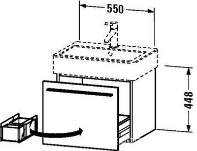 Тумба под.550х445хh448мм, (д/рак.Vero арт.045460 хх хх), ,1 выдв.ящик, 2 контейнера, ручка и крепл.в компл., (цв. венге)  ZZ Duravit X-Large XL 6044 28