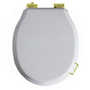 Сиденье для унитаза, с микролифтом, (полиэстер цв. белый, петли цв. золото),  ZZ Simas Lante LA007 oro