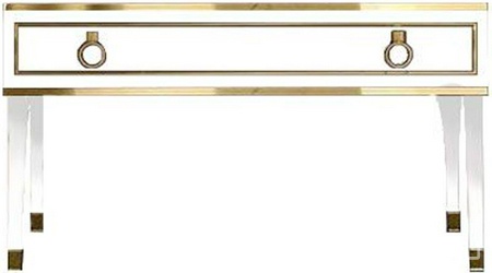 База под раковину (консоль) 137х56хh77см, с 1 выдв. ящиком, на 4-х ножках, без столешницы, под 1 раковину, (цв. Bianco Lusido / золото), Lutetia ZZ