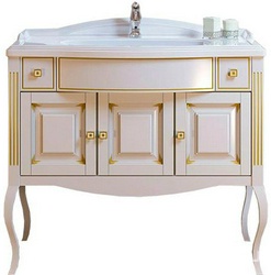 Тумба напольная Лаура 100, 1000*930*540 мм,  БЕЗ раковины Лаура или раков.ном. 12882, мраморной плиты, цвет белый с золотой патин.ZZ