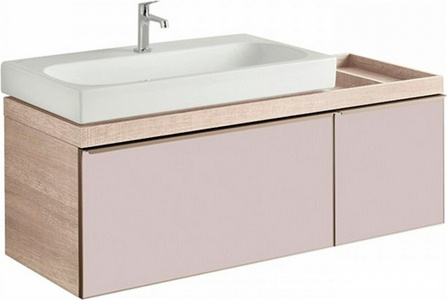 Тумба 1334хh554х504мм,полочка справа, 2 выдв. ящика,1 внутр ящик, д/уст.с рак.арт.123390;123590,(цв.свет дуб, стекл. фронт пан беж. цв.),креп/комп ZZ Geberit Citterio 500.567.JI.1