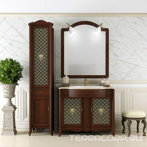 Тумба напольная  90, 920*850*550 мм, БЕЗ раковины ном. 12882, мраморной плиты, цвет орех ZZ Opadiris Виктория Z0000001176