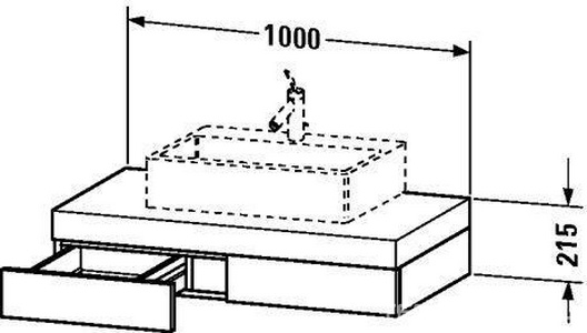 Столешница с двумя выдвижными ящиками 1000х550хh215мм с отв.для раковины по центру (шпон.натур.,цв.американский орех),  ZZ Duravit Fogo FO 8522 13 13