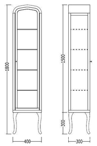 Шкаф-пенал напольный 400х300хh1800мм, стеклянная дверца петли слева, 4 полочки, (цв.  глянец),  2 ZZ Devon & Devon Dancer DEDANCER2 DEEP BLACK SX
