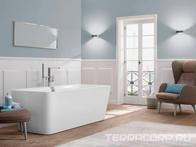 Ванна 1800х800хh450мм, отдельностоящая, (кварил цв.белый), панель цв.белый),(слив-перелив, крышки цв.белый и хром в компл.,),  ZZ Villeroy & Boch Squaro Edge 12 UBQ180SQE7PDV-01