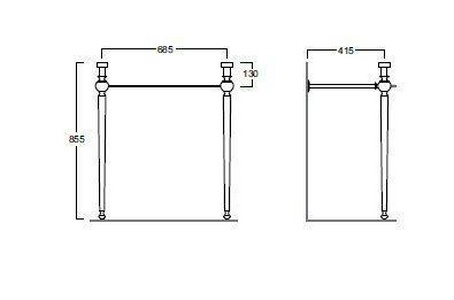Консоль металлическая для раковины 90см, (для арт.AR 864 хх), (цв.бронза),  Simas Arcade AR CG1/BR
