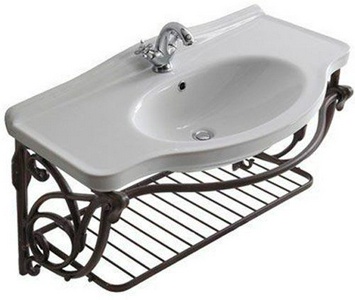 Структура подвесная для раковины 95см, с полотенцедержателем и полкой-решёткой (металл цв. алюминий античный), крепёж в компл.,  ZZ Galassia Ethos 8456