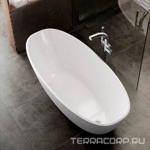 Ванна отдельностоящая 1645х741хh502мм, цв. белый, вулканический литой камень, (БЕЗ слива, на выбор: арт.K-12хх / K-17хх / K-40хх),  ZZ Victoria Albert Mozzano MOZ-N-SW-NO