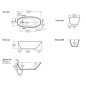 Ванна отдельностоящая 1645х741хh502мм, цв. белый, вулканический литой камень, (БЕЗ слива, на выбор: арт.K-12хх / K-17хх / K-40хх),  ZZ Victoria Albert Mozzano MOZ-N-SW-NO