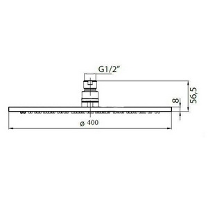 Душ верхний, стационарный, круг d400мм, G 1/2, полированная сталь, Cezares ZZ Cezares Articoli Vari CZR-H-SPIC-40