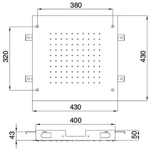 Душ верхний, стационарный, встраиваемый в потолок, квадрат 430х430мм, (цв. хром), 3M ZZ 3M Showers & Thermostat RTBR300 CC