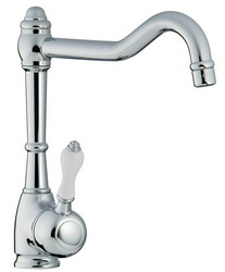 Смеситель для кух. мойки, (maniglia PL / рукоятка с пластик. вставкой белого цвета), (цв. хром) Piccadilly XX