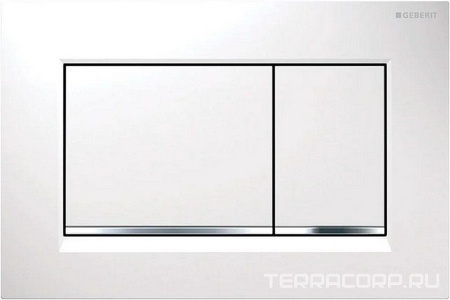 Клавиша двойного смыва (пластик рамка белая, полоса хром глянц., клавиши белые),  ZZ Geberit Sigma 30 115.883.KJ.1