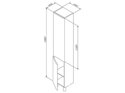 Шкаф-колонна напольная 350x300x1950 мм, на ножках, левый, цвет белый ZZ AMPM Like M80CSL0356WG