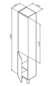 Шкаф-колонна напольная 350x300x1950 мм, на ножках, левый, цвет белый ZZ AMPM Like M80CSL0356WG