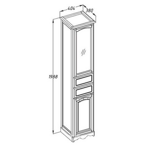 Пенал  напольный 404*1988*380мм, правый, цвет Нагал(орех) ZZ Opadiris Тибет Z0000003916