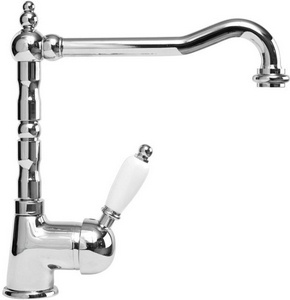Смеситель для кухни, (цв.хром, ручка цв.белый),  ZZ Cezares Elite ELITE-LLM2-01-Bi