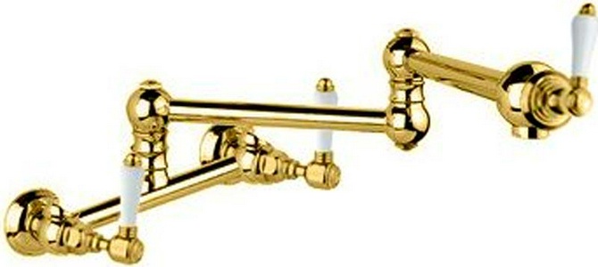 Смеситель для кухни, настенный, со складным, поворотным изливом, (цв. бронза, ручки Petit Mont Blanc), Nicolazzi ZZ Nicolazzi Cucina 1453 BZ 78