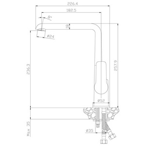 Смеситель для кухни, БЕЗ донного клапана, белый Rossinka W W35-23