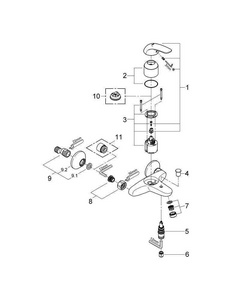 Смеситель для ванны и душа, однорычажный, БЕЗ душ.гарн., хром Grohe Euroeco 32743000