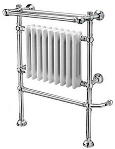Полотенцесушитель напольн. с белым эмал.радиат. 680(600)хh972х295мм, (цв. хром), (эл.+Box, 230V, 150W, подкл.справа!!!), креп/комп.,  ZZ Margaroli Armonia 9-502 CR+пл (Эл.+Box)