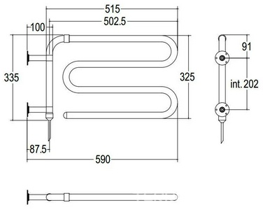 Полотенцесушитель Art.610CR (цв. хром) 325х500 мм (эл.+шнур,85W ), Margaroli ZZ Margaroli Acrobaleno 610СR