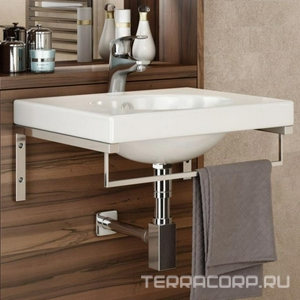 Раковина "Next Luxe" 600*450, с хром. кронштейном и полотенцедержателем XX Sanita Luxe Next luxe NXT60SLWB01BR