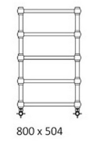 Полотенцесушитель (на электику и закрытую систему отопл.,без комплектующих), (цв. матовый RAL 9005),  h800х504мм ZZ Terma Retro RETRO 800/504  / цв.чёрн мат. RAL 9005