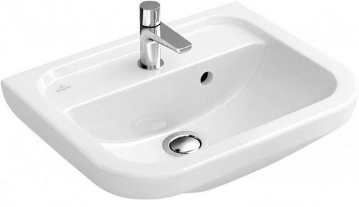 Рукомойник 500х380мм, 1 отв. д/смес., с переливом, установка на стену, (цв. R1 white ceramicplus),  ZZ Villeroy & Boch Architectura 437350R1