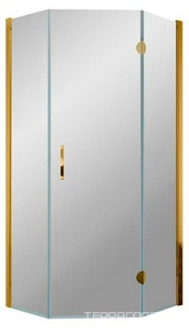 Душевое ограждение пятиугольное , 90x90x1900, правое, профиль золото, стекло прозрачное, БЕЗ поддона ZZ Vegas Glass AFA-Pen AFA-Pen 0090 09 01