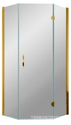 Душевое ограждение пятиугольное AFA-Pen, 90x90x1900, правое, профиль золото, стекло прозрачное, БЕЗ поддона ZZ