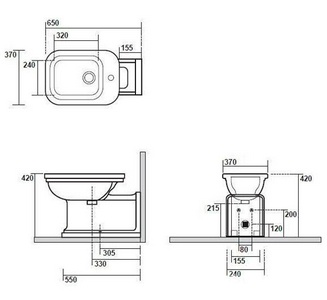 Биде 37х65см, удлинённое, с 1 отв.д/смес., без крепл.к полу арт.7603 хх, (накладка отверстия перелива цв.хром),  ZZ Kerasan Waldorf 4120 K1