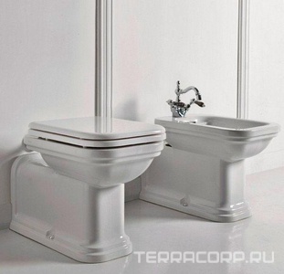 Биде 37х65см, удлинённое, с 1 отв.д/смес., без крепл.к полу арт.7603 хх, (накладка отверстия перелива цв.хром),  ZZ Kerasan Waldorf 4120 K1