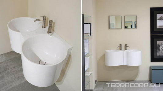 Раковина угловая 40(50,3)х40(50,3)хh37,5см, для устан.на столешн. или навесная, с д/к и и фитингом для сифона в компл., (матер. Ceramlux),  ZZ Antonio Lupi Corner Corner