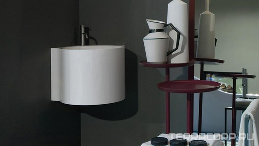 Раковина угловая 40(50,3)х40(50,3)хh37,5см, для устан.на столешн. или навесная, с д/к и и фитингом для сифона в компл., (матер. Ceramlux),  ZZ Antonio Lupi Corner Corner